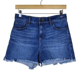 LOFT Frayed Raw Hem Denim Shorts Medium Wash Casual Boho Size 25 0